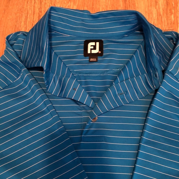Men’s FootJoy golf polo sz large blue striped - Picture 3 of 3